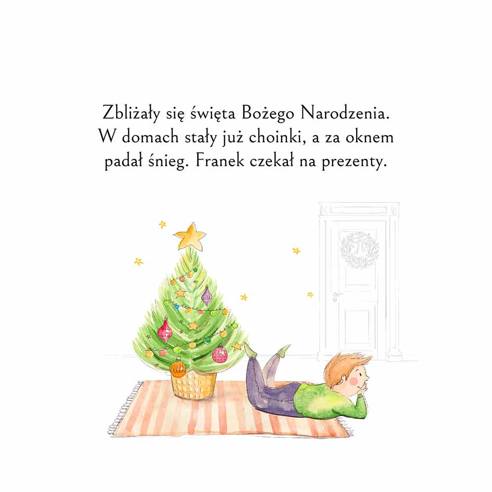 Fragment książki personalizowanej Świąteczna przygoda - już niedługo święta i chłopiec czeka na prezenty
