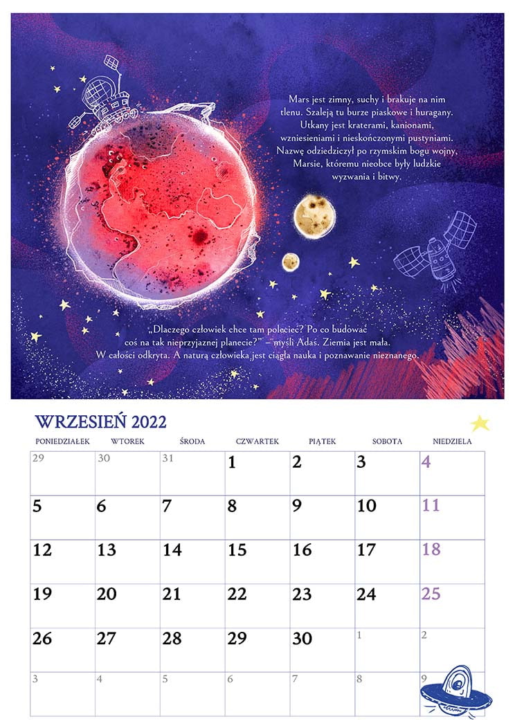 Kalendarz dla dzieci – fragment wrzesień 2022